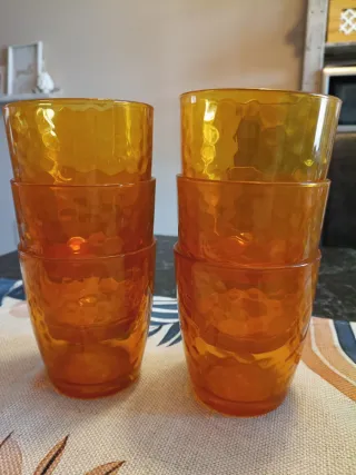 Set 6 bicchieri ambra effetto martellato