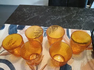 Set 6 bicchieri ambra effetto martellato