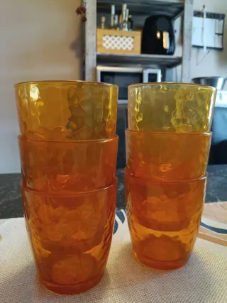 Set 6 bicchieri ambra effetto martellato