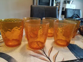 Set 6 bicchieri ambra effetto martellato