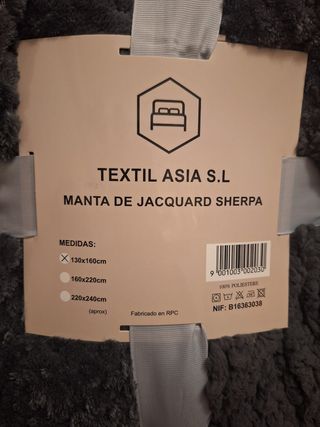 Manta Jacquard Sherpa 130x160cm Gris