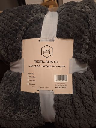 Manta Jacquard Sherpa 130x160cm Gris