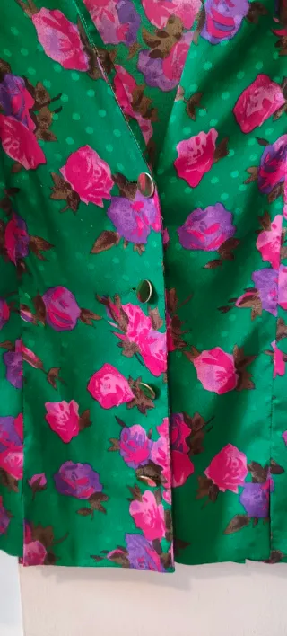 Blusa verde con estampado floral - Vintage Años 80