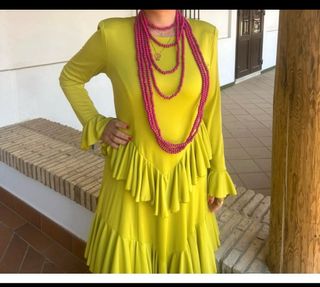 Traje Flamenca Volantes Verde Lima