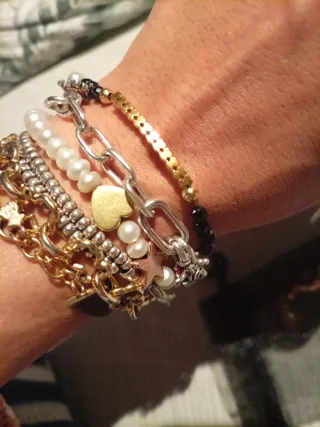 Pulsera Tous Onix Oro y Plata