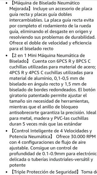 Herramienta biselado neumática