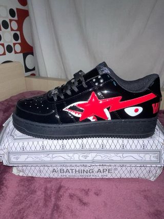 BAPE Bapesta Zapatillas Negras y Rojas