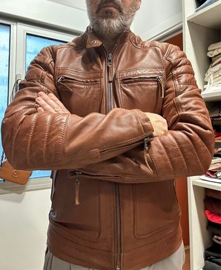 Chaqueta de piel Pepe Jeans marrón