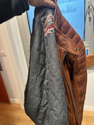 Chaqueta de piel Pepe Jeans marrón