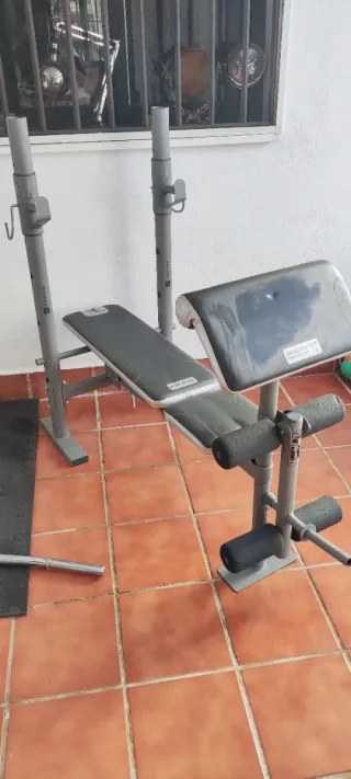 Kit pesas, barras y banco musculación