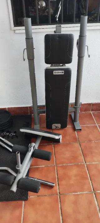 Kit pesas, barras y banco musculación