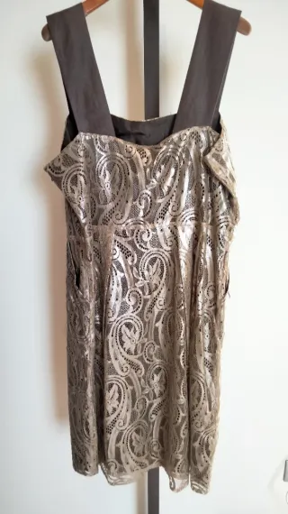 Vestido Beige y Dorado