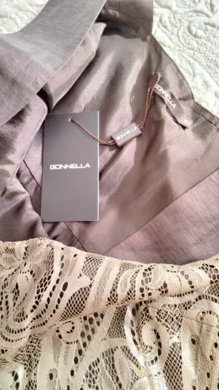 Vestido Beige y Dorado