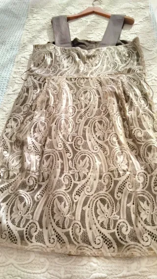 Vestido Beige y Dorado