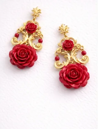 Lote Flamenca Bata, Mantón, 2 Pendientes y Flor