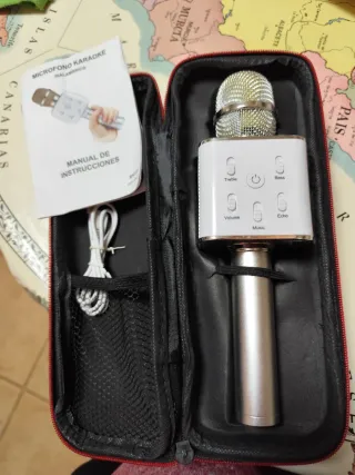 Micrófono Karaoke Inalámbrico Plata
