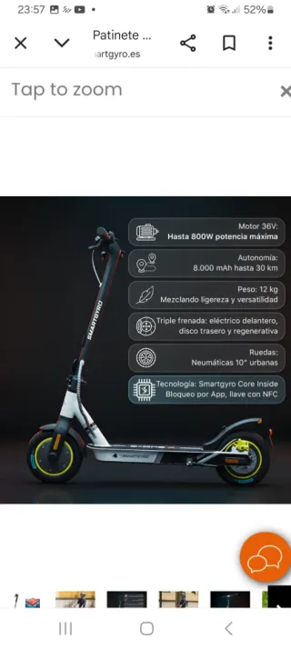 Patinete Eléctrico SmartGyro Z-ONE Sg27-393