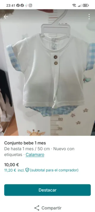 Conjunto bebé 1 mes