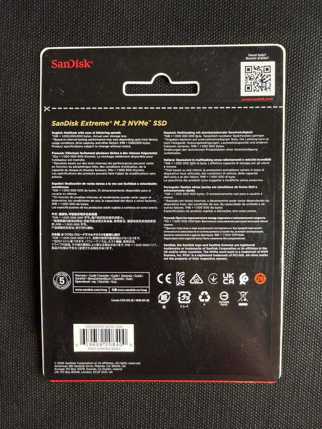 SanDisk Extreme SSD 500GB M.2 NVMe