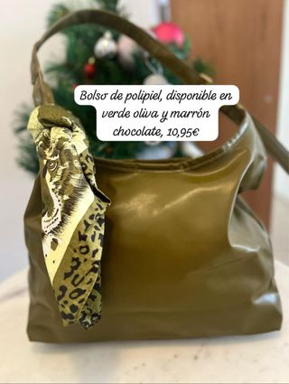 Bolso hombro polipiel verde gran capacidad