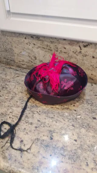 Gorro Chino con Trenza Rosa y Morado