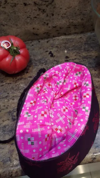 Gorro Chino con Trenza Rosa y Morado