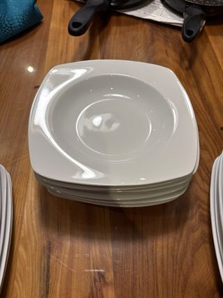 Juego de 21 piezas de vajilla cuadradas blancas