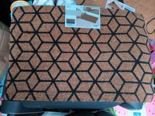 Tappeto in fibra di cocco geometrico nero marrone