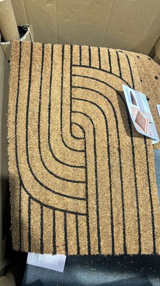 Tappeto in fibra di cocco geometrico nero marrone