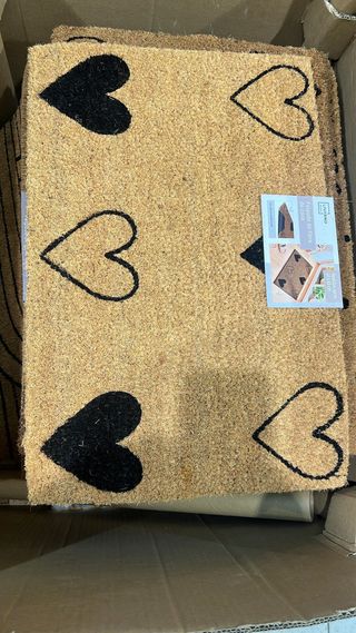 Tappeto in fibra di cocco geometrico nero marrone