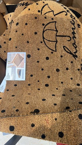 Tappeto in fibra di cocco geometrico nero marrone