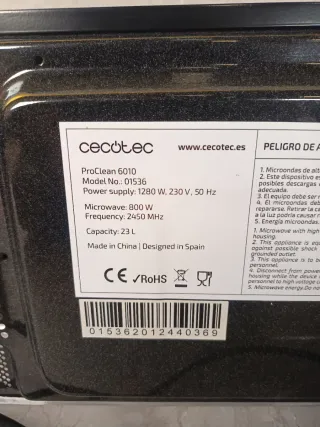 Microondas Cecotec ProClean 6010