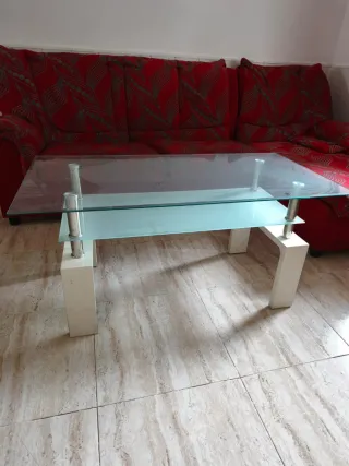 Mesa de centro cristal y metal