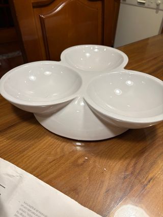 Bandeja aperitivos porcelana 3 compartimentos