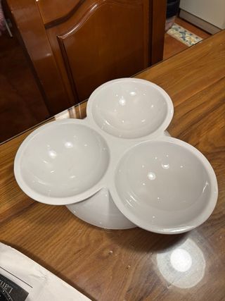 Bandeja aperitivos porcelana 3 compartimentos