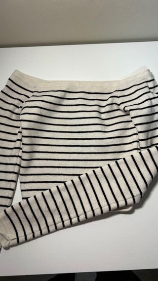 Camiseta sin hombros rayas manga corta