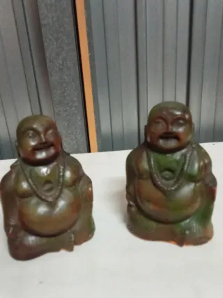 Pareja Budas Madera Pintados Mano