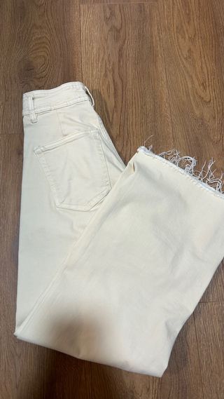 Vaqueros Mom Jeans Beige tiro alto