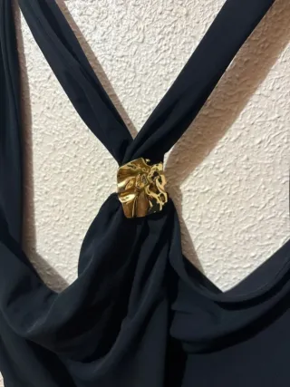 Vestido Zara Negro Detalle Joya
