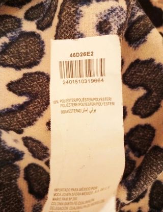 Vestido Sfera Animal Print Talla S, nuevo