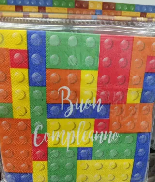 Tovaglioli Buon Compleanno Mattoncini