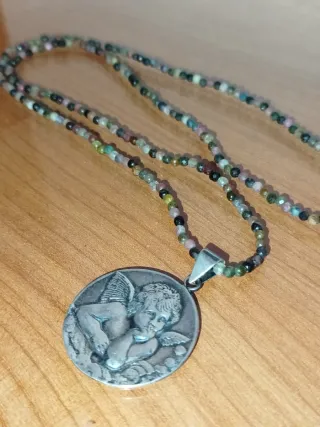 Collar Turmalinas y Colgante Plata Ángel