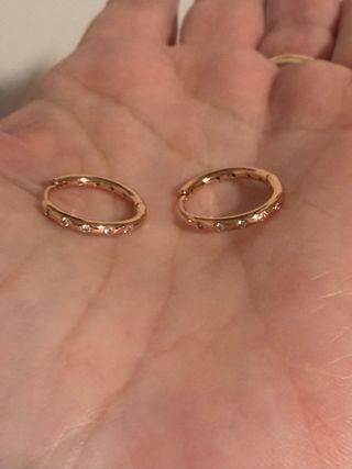 Pendientes Aros Plata Rosa con Circonitas