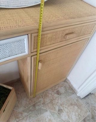 Conjunto recibidor y espejo ratán