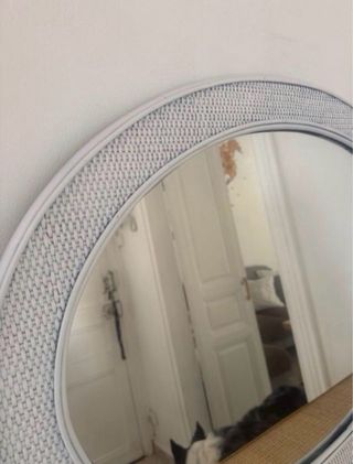 Conjunto recibidor y espejo ratán