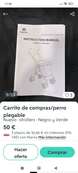 Carro para mascotas plegable