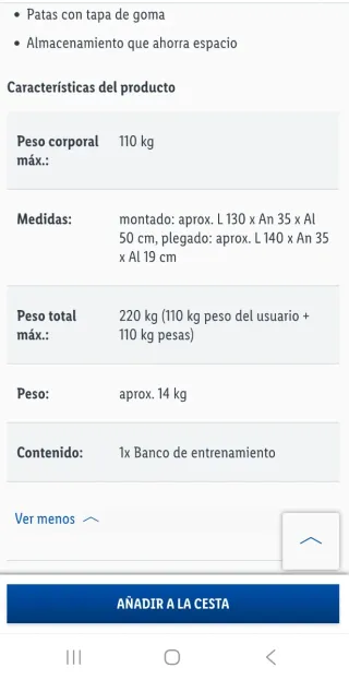 Banco de musculación 110 kg