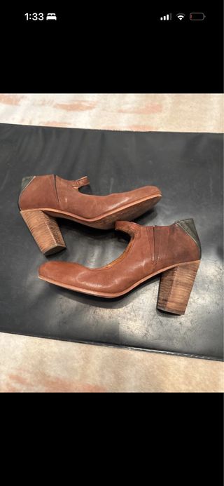 Botines piel tacón marrón talla 39