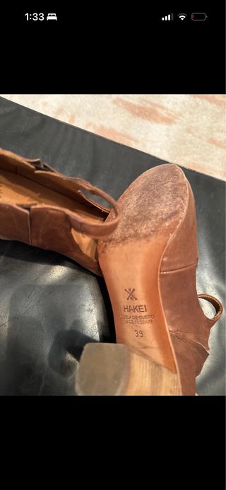 Botines piel tacón marrón talla 39