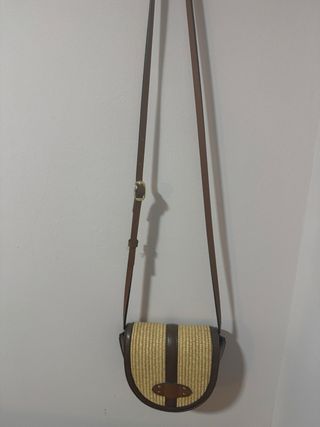 Bolso de rafia y piel